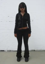 Crush Sculpt Stretch Drape Hoodie Black-4