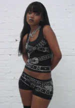 Crush Studded Belt Micro Hotpant Shorts Black-1