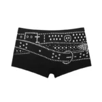Crush Studded Belt Micro Hotpant Shorts Black