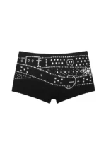 Crush Studded Belt Micro Hotpant Shorts Black