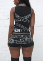 Crush Studded Belt Micro Hotpant Shorts Black-2