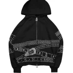 Crush Studded Belt ZIP Hoodie Black