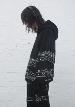 Crush Studded Belt ZIP Hoodie Black-5