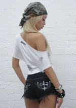 Cryptic Rhinestone Off The Shoulder Top White-5