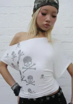 Cryptic Rhinestone Off The Shoulder Top White2