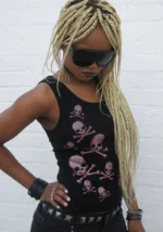 Cryptic Rhinestone Tank Top Black-1