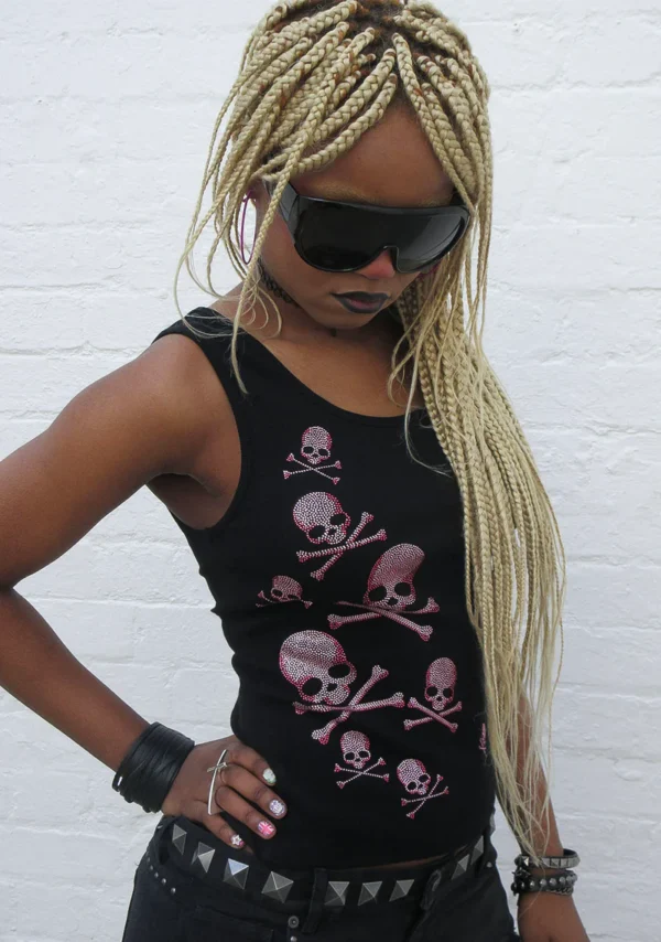 Cryptic Rhinestone Tank Top Black-1