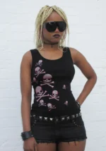 Cryptic Rhinestone Tank Top Black-5