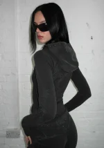 Curse Sculpt Stretch ZIP Hoodie Washed Charcoal-5