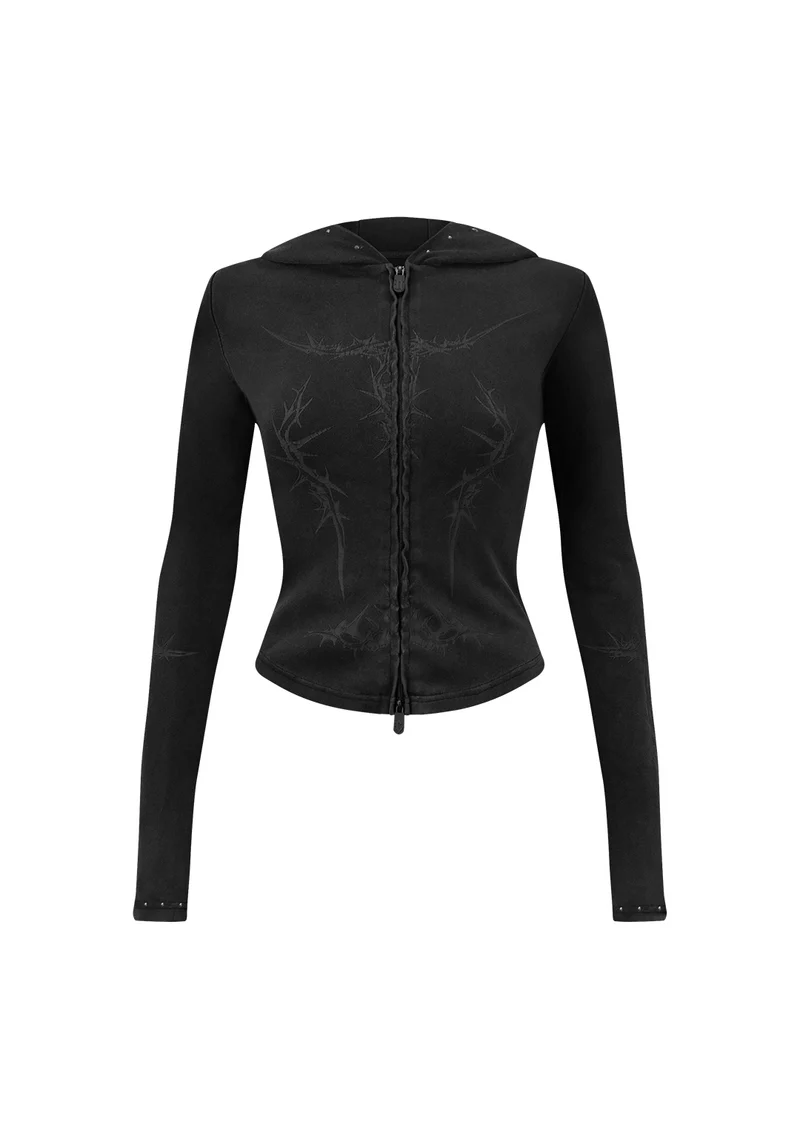 Curse Sculpt Stretch ZIP Hoodie Washed Charcoal Curse Sculpt Stretch ZIP Hoodie Washed Charcoal