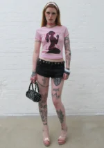 Don't Fall In Love Rhinestone Baby Tee Baby Pink-3