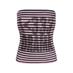 Drama Rhinestone Tube Top Pink Stripe