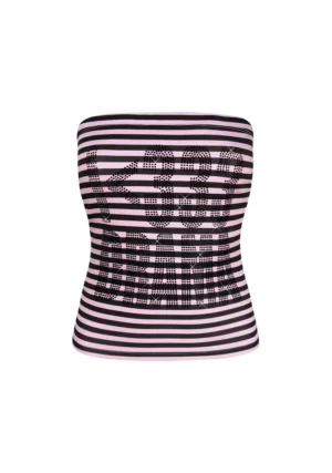 Drama Rhinestone Tube Top Pink Stripe