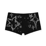 Dreamer Rhinestone Micro Hotpant Shorts Black