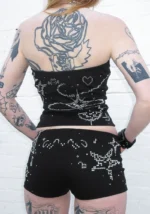 Dreamer Rhinestone Micro Hotpant Shorts Black-3