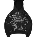Dreamer Rhinestone Teddy Pullover Hoodie Black