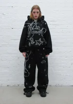 Dreamer Rhinestone Teddy Pullover Hoodie Black-2