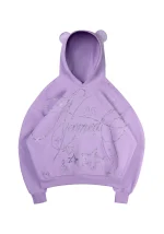 Dreamer Rhinestone Teddy Pullover Hoodie Lilac