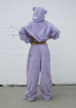 Dreamer Rhinestone Teddy Pullover Hoodie Lilac-4