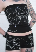 Dreamer Rhinestone Tube Top Black-2