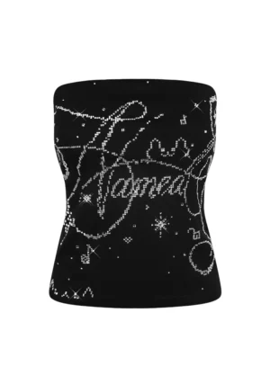 Dreamer Rhinestone Tube Top Black