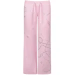 Dreamer Rhinestone Velour Sweatpants Baby Pink
