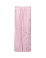 Dreamer Rhinestone Velour Sweatpants Baby Pink