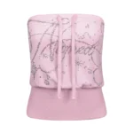 Dreamer Rhinestone Velour Tube Top Baby Pink