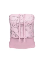 Dreamer Rhinestone Velour Tube Top Baby Pink