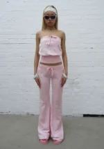 Dreamer Rhinestone Velour Tube Top Baby Pink-2