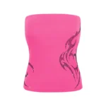 Edge Rhinestone Tube Top Hot Pink