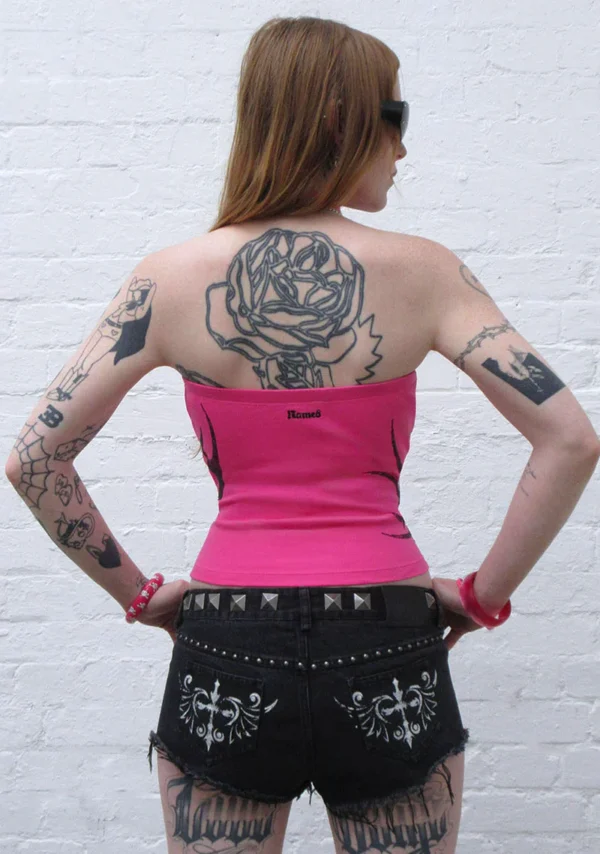 Edge Rhinestone Tube Top Hot Pink-5