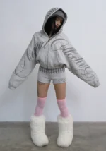 Enemy Studded Micro Hotpant Shorts Grey Marl-1