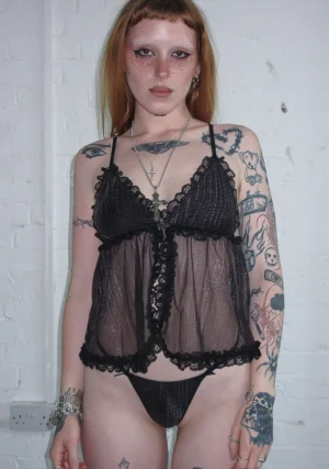 Envy Hardware Charm Mesh G-string (2 Pack) Charcoal-1