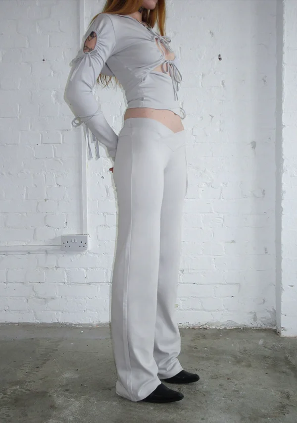 Envy Sculpt Stretch Two Piece Skirt Trouser Set Mist Grey-3