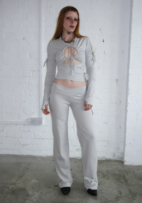 Envy Sculpt Stretch Two Piece Skirt Trouser Set Mist Grey-5