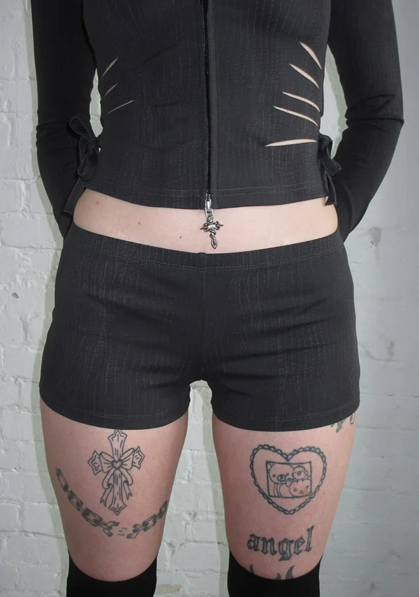 Envy Snakeskin Hotpant Shorts Charcoal-3