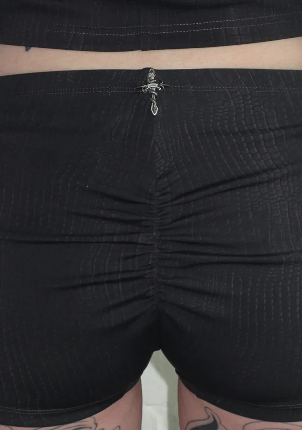 Envy Snakeskin Hotpant Shorts Charcoal-5
