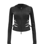 Envy Snakeskin Slashed Sculpt Stretch ZIP Hoodie Charcoal