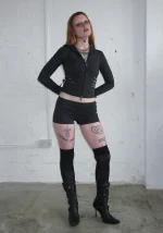 Envy Snakeskin Slashed Sculpt Stretch ZIP Hoodie Charcoal-2