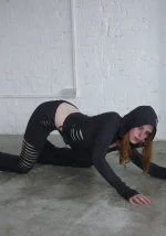 Envy Snakeskin Slashed Sculpt Stretch ZIP Hoodie Charcoal-5