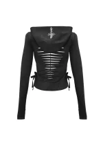 Envy Snakeskin Slashed Sculpt Stretch ZIP Hoodie Charcoal-6