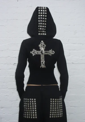 Faithful Faux Fur Vest And Fitted ZIP Hoodie Two Piece Set Black-1