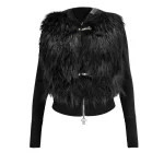 Faithful Faux Fur Vest And Fitted ZIP Hoodie Two Piece Set Black