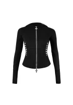 Faithful Faux Fur Vest And Fitted ZIP Hoodie Two Piece Set Black-7