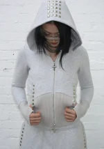 Faithful Faux Fur Vest And Fitted ZIP Hoodie Two Piece Set Grey Marl-3