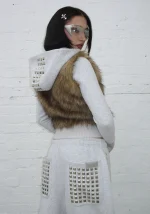 Faithful Faux Fur Vest And Fitted ZIP Hoodie Two Piece Set Grey Marl-4