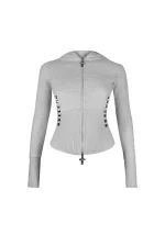 Faithful Faux Fur Vest And Fitted ZIP Hoodie Two Piece Set Grey Marl-6