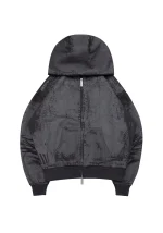 Faithful Leather Effect ZIP Hoodie Black
