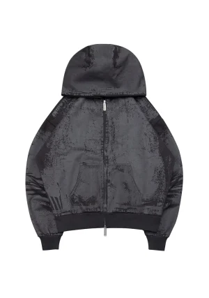 Faithful Leather Effect ZIP Hoodie Black